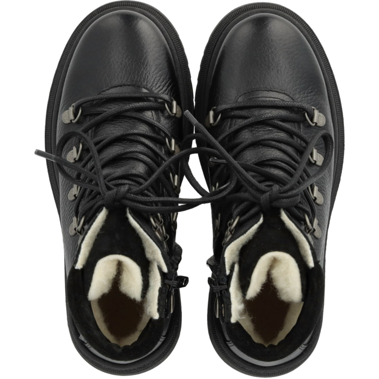 Angulus Black TEX Lace-up Boot with Zipper and Wool Lining