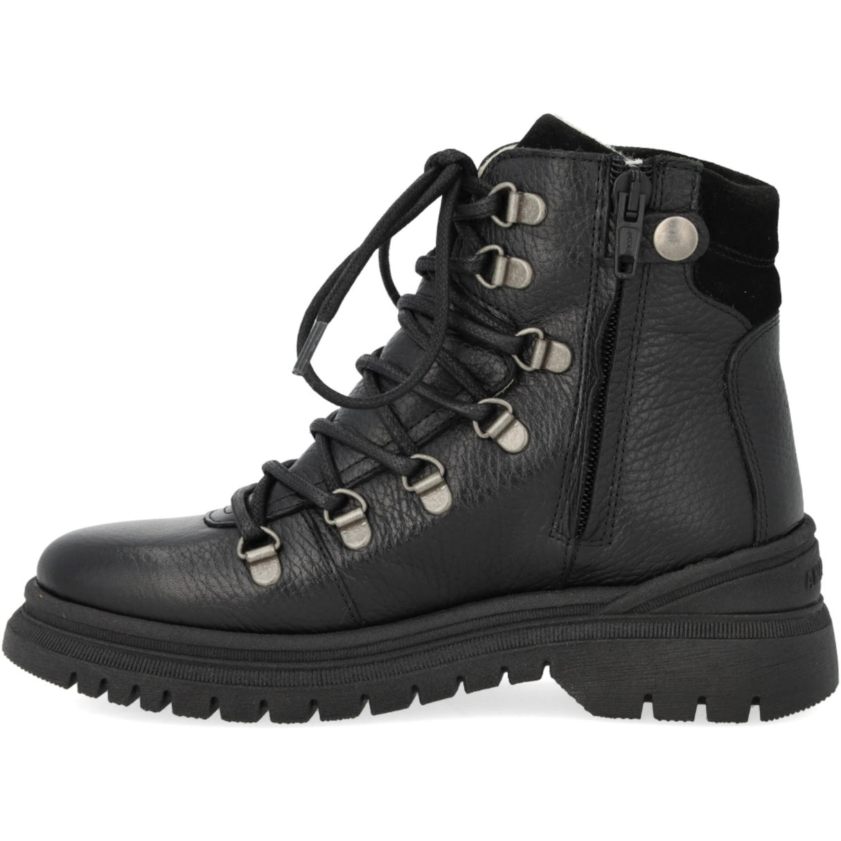 Angulus Black TEX Lace-up Boot with Zipper and Wool Lining