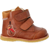 Angulus Cognac/Cognac Beginner TEX Boot with Embroidered Snowman