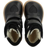 Angulus Black/Black Glitter TEX Boot with Sparkling Glitter Hearts