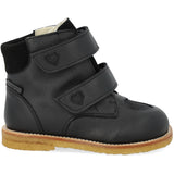 Angulus Black/Black Glitter TEX Boot with Sparkling Glitter Hearts