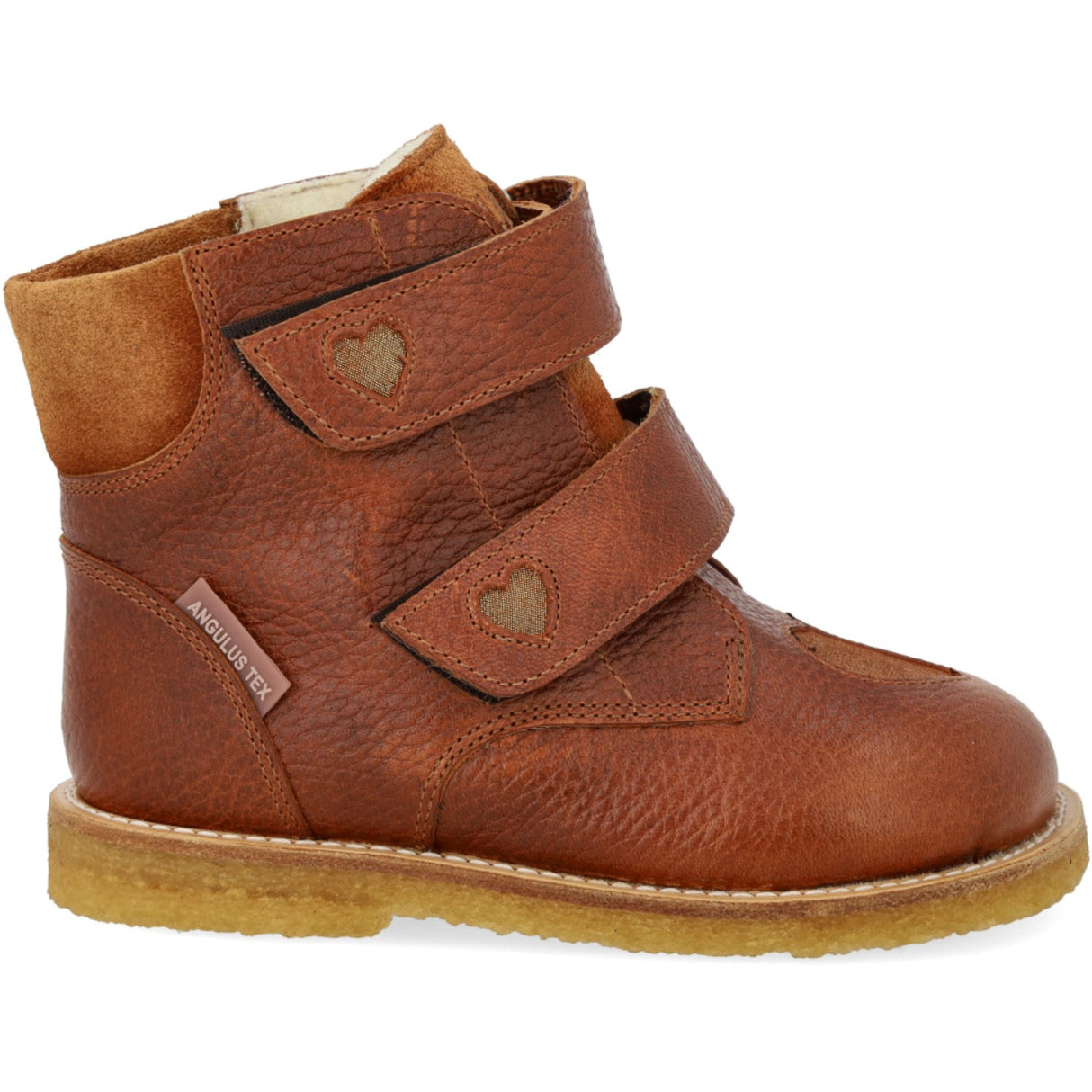 Angulus Cognac/Cognac Glitter/Mustard TEX Boot with Sparkling Glitter Hearts