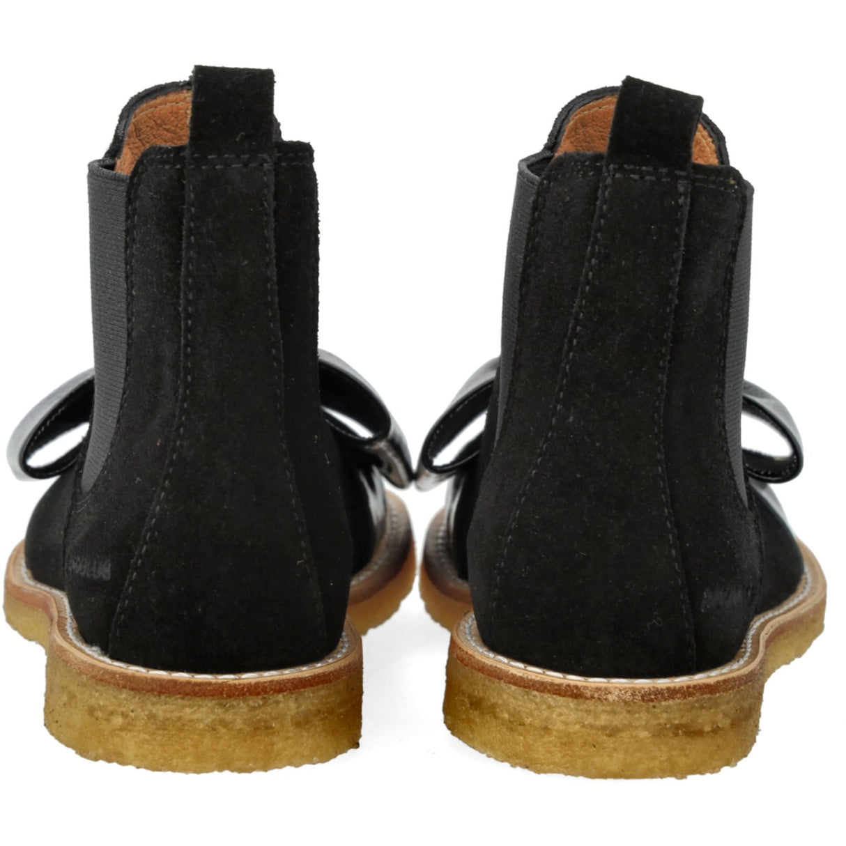 Angulus Black/Black Elastic Chelsea Boot with Salmon Nose and Bow