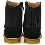 Angulus Black Fringed Cowboy Boot with Embroidery