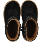 Angulus Black Fringed Cowboy Boot with Embroidery