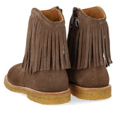 Angulus Dark Taupe Fringed Cowboy Boot with Embroidery