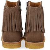 Angulus Dark Taupe Fringed Cowboy Boot with Embroidery