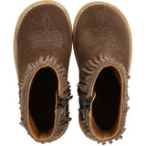 Angulus Dark Taupe Fringed Cowboy Boot with Embroidery