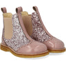 Angulus Faded Rose/Blossom Glitter/Rose Chelsea Glitter Boot with Brogues Detail