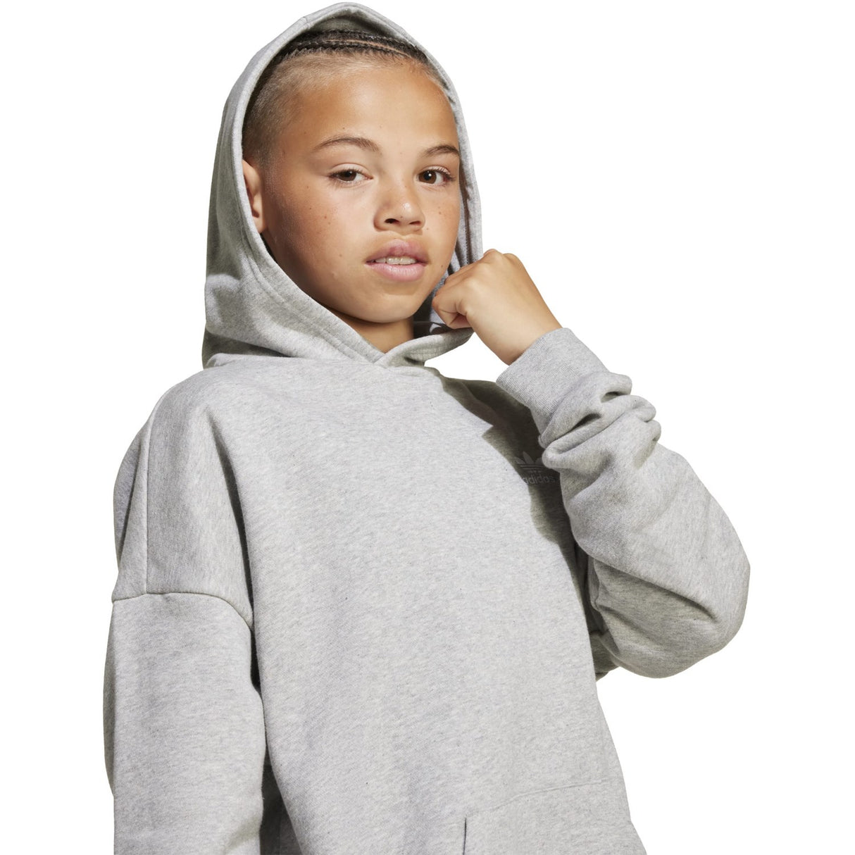 adidas Originals Medium Grey Heather/White Loose Hoodie Fl