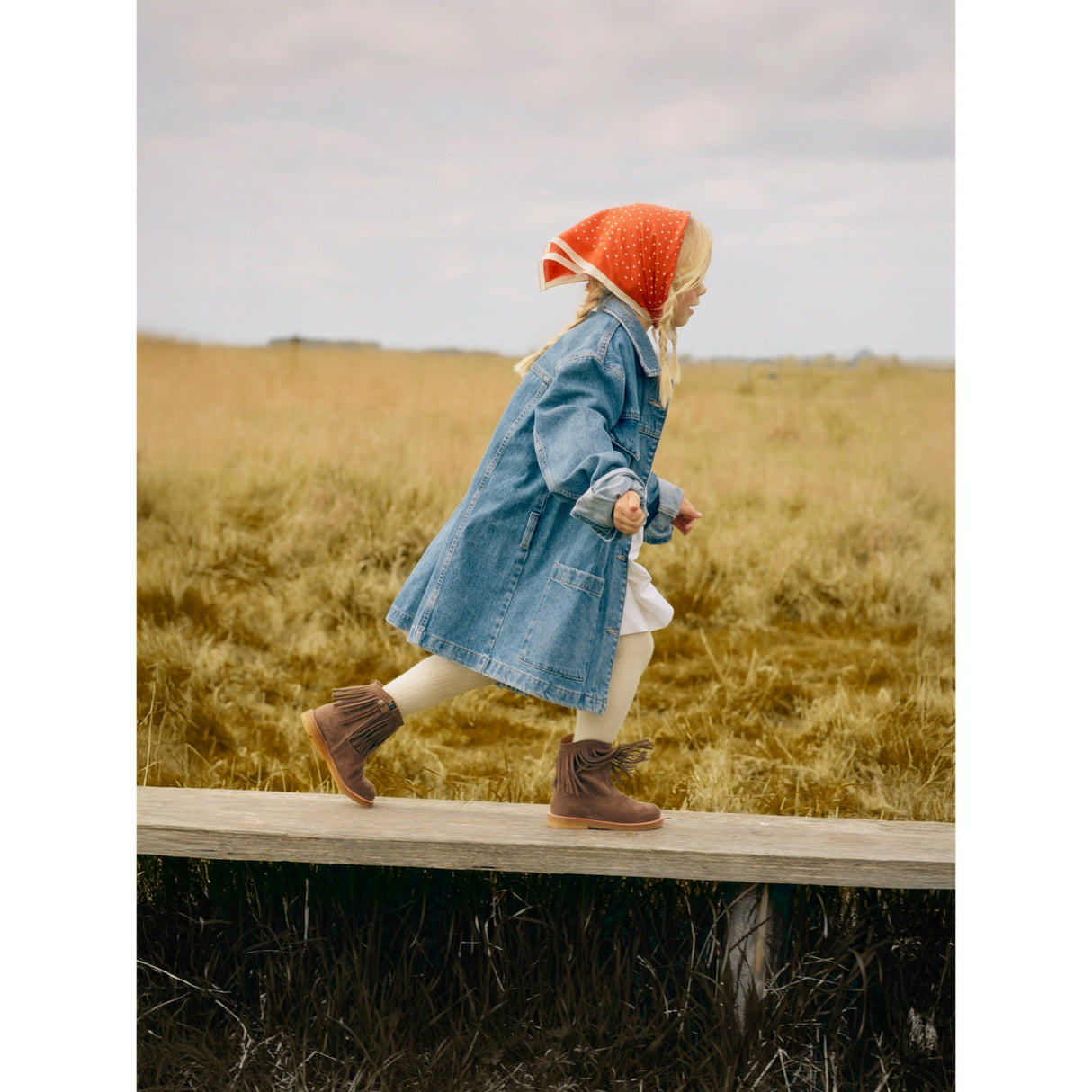 Angulus Dark Taupe Fringed Cowboy Boot with Embroidery