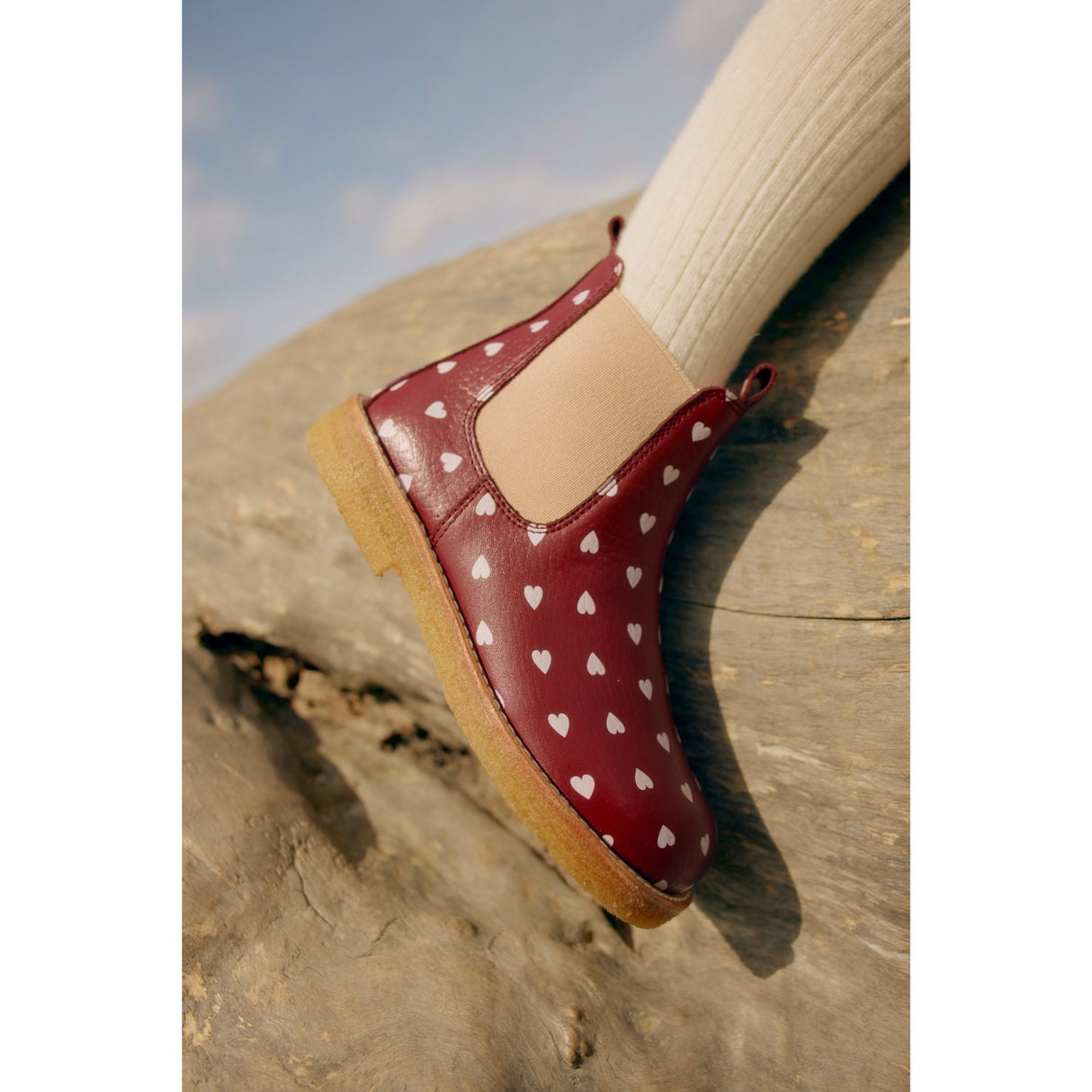 Angulus Berry Hearts/Rose Elastic Chelsea Printed Boot