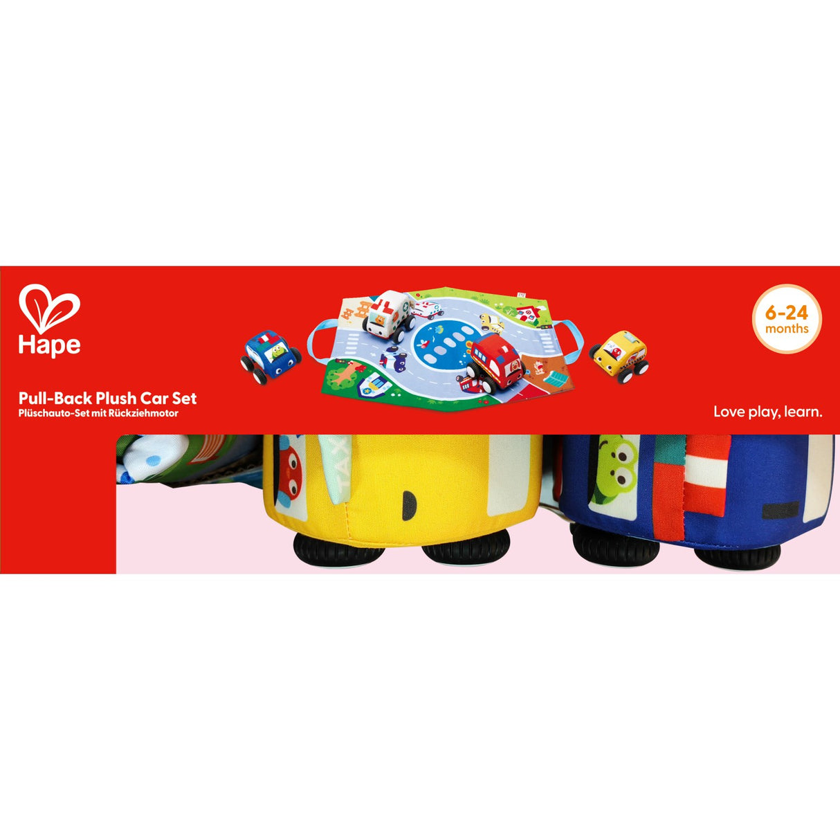 Hape Pull-Back Plush Bilsæt