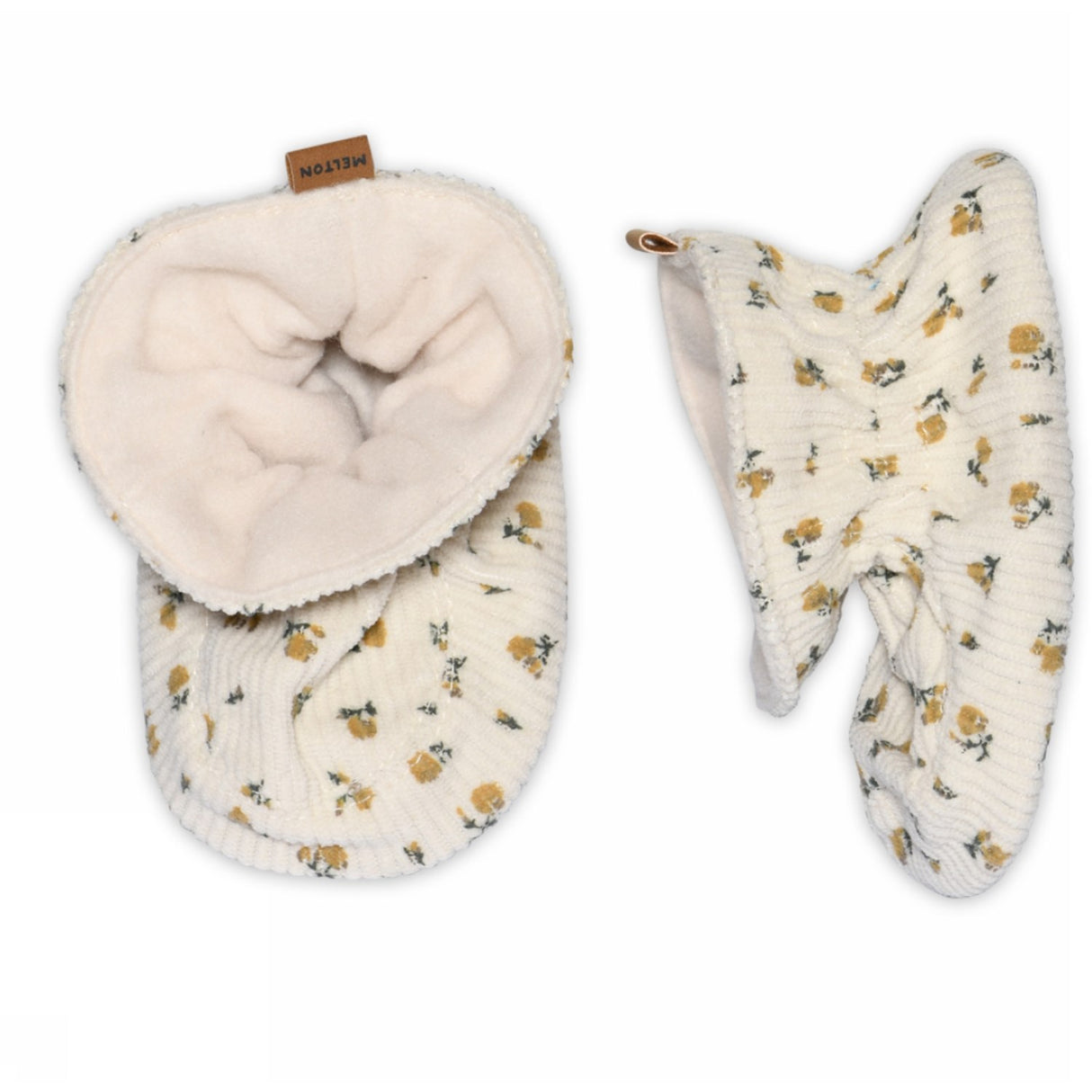 MELTON Ecru Floral Textile Slippers