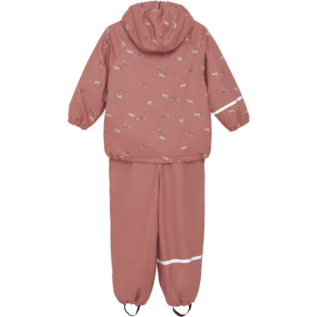 CeLaVi Brick Dust Rainwear Set Aop W. Fleece