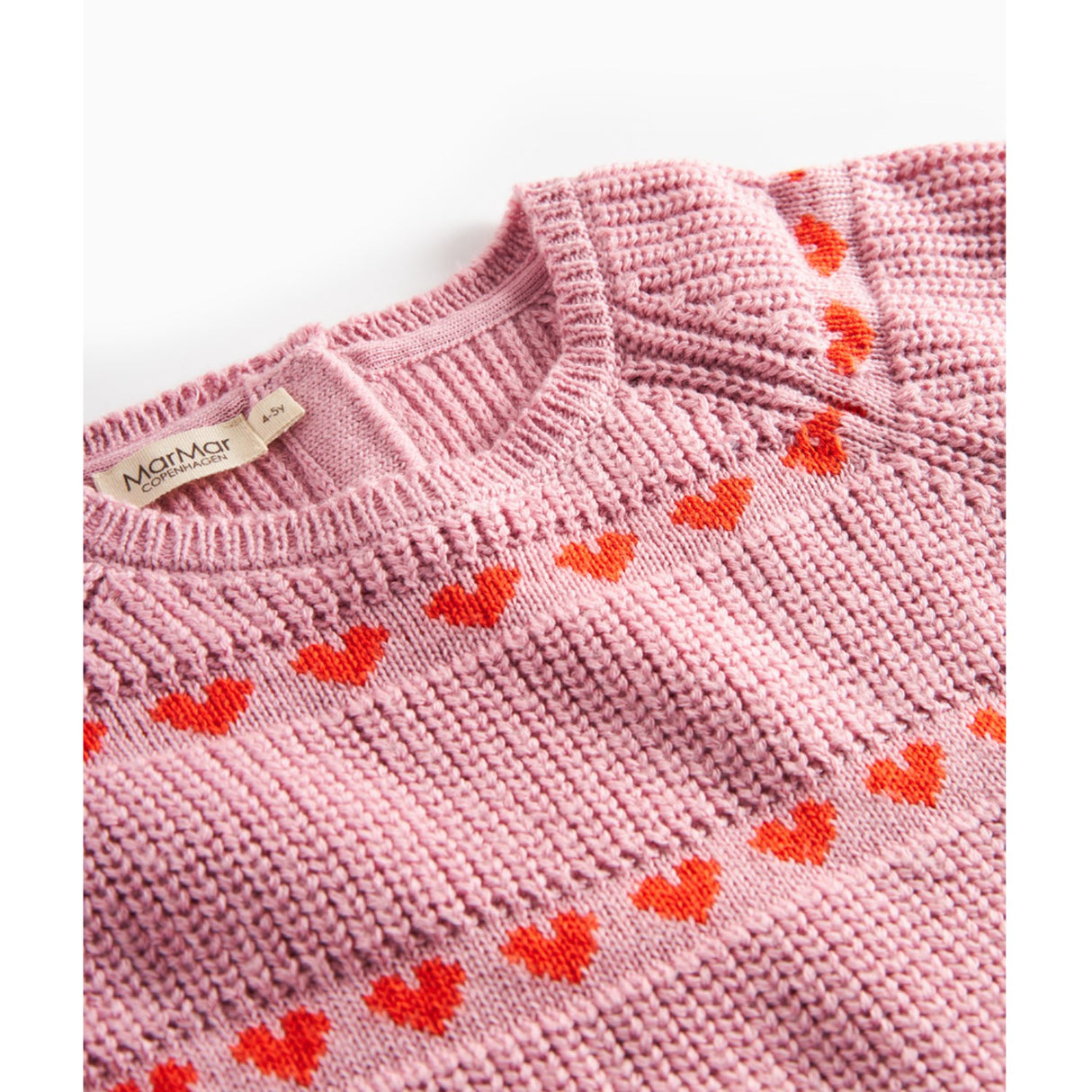 MarMar Light Cotton Wool Pattern Soft Berry Hearts Daso Knit Dress