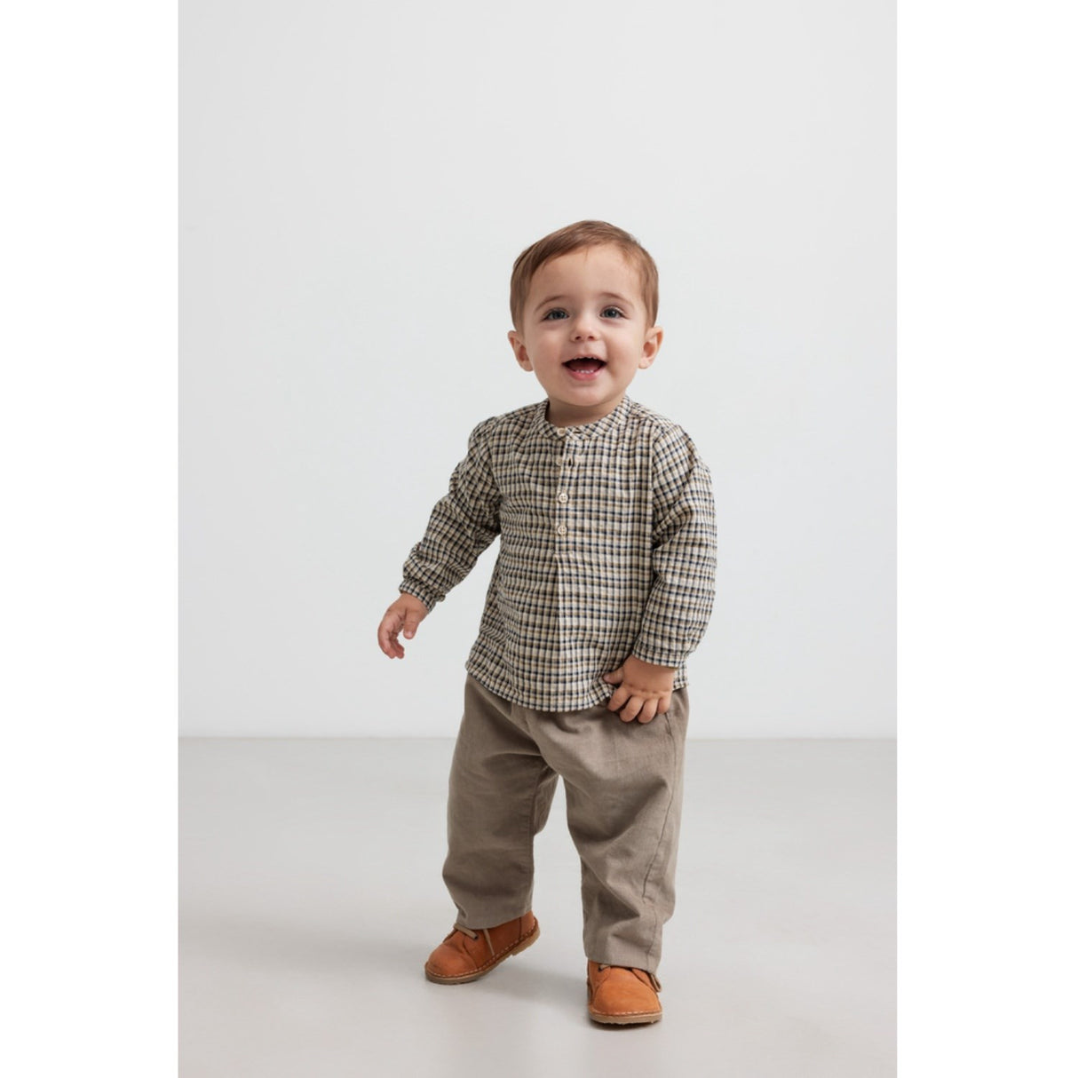 MarMar Seersucker Check Pilot Navy Check Totoro Shirt