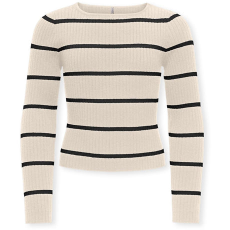 kids ONLY Whitecap Gray Black Kogibi Ls Rib Boatneck Cp Knt