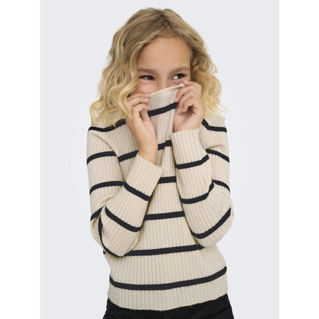 kids ONLY Whitecap Gray Black Kogibi Ls Rib Boatneck Cp Knt