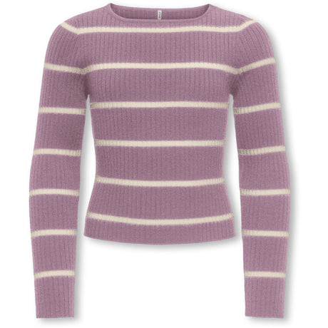 kids ONLY Mauve Orchid Whitecap Gray Kogibi Ls Rib Boatneck Cp Knt