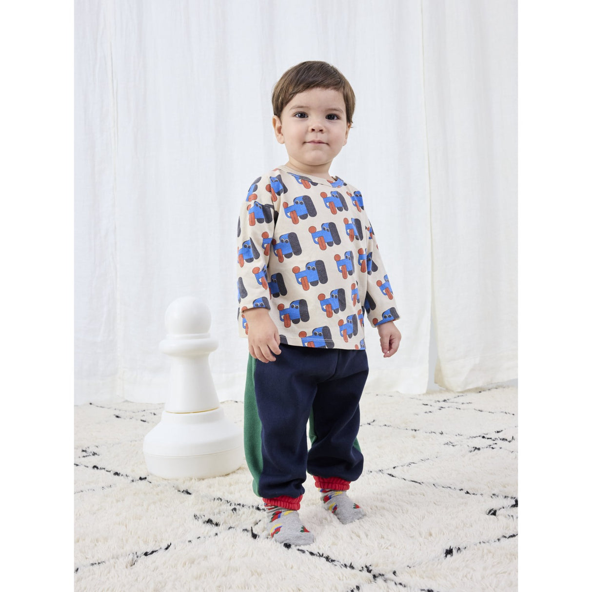 Bobo Choses Light Heather Grey Bobo Choo Choo All Over Long Socks