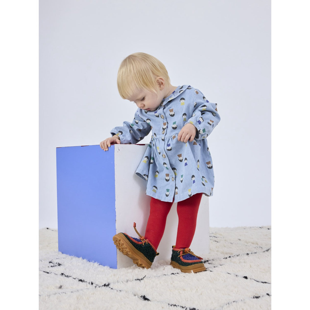 Bobo Choses Light Blue Game Pawns All Over Light Denim Dress