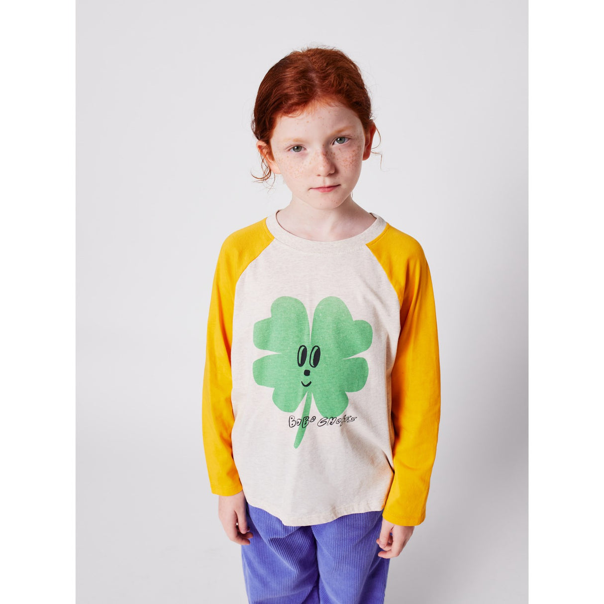 Bobo Choses Yellow Lucky Clover Ranglan Sleeves T-Shirt