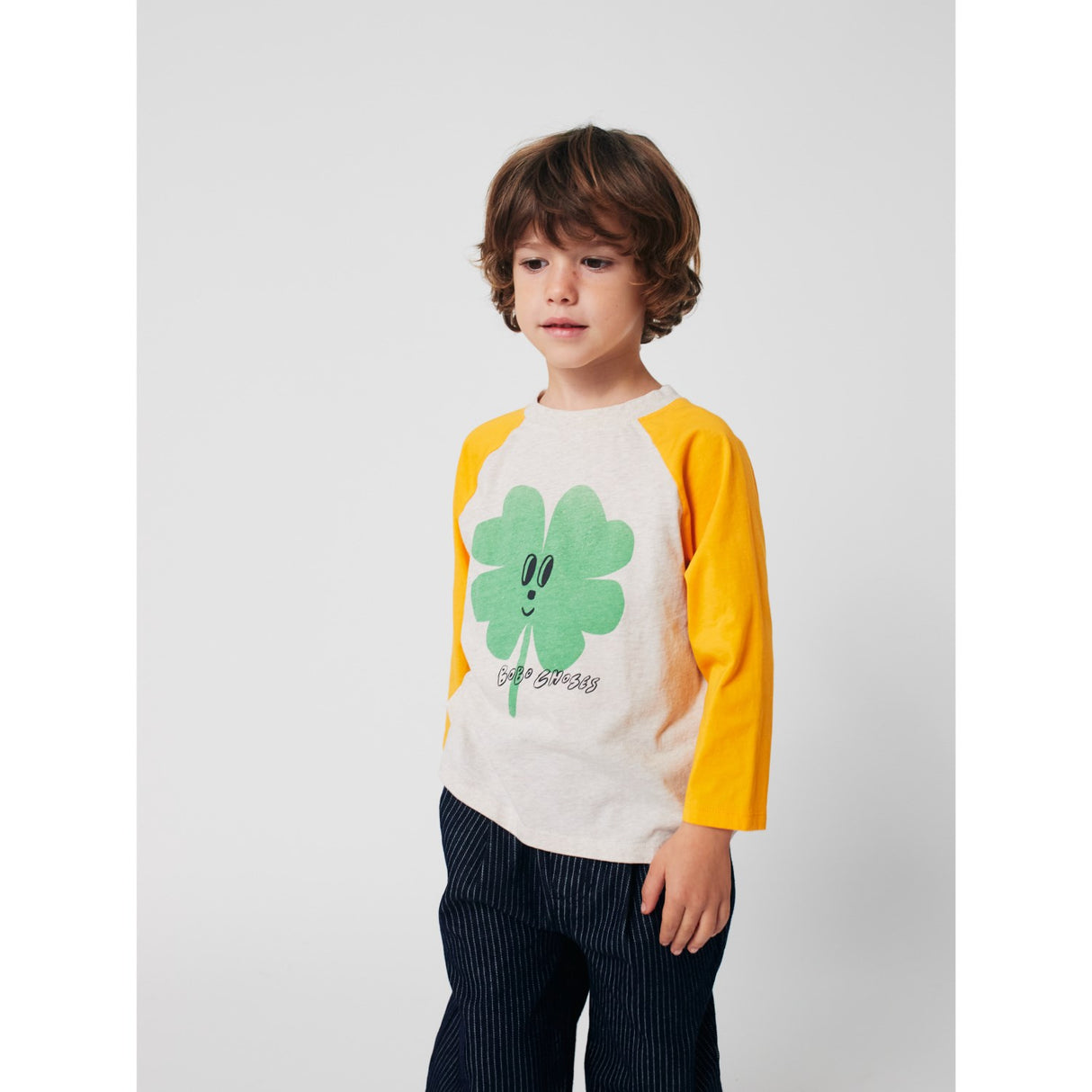 Bobo Choses Yellow Lucky Clover Ranglan Sleeves T-Shirt