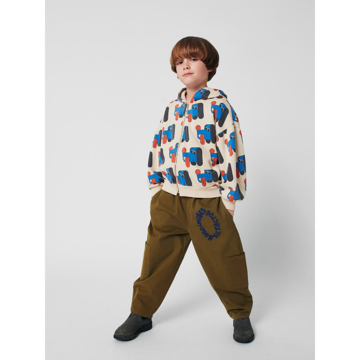 Bobo Choses Offwhite Doggy Mate All Over Zipped Hoodie