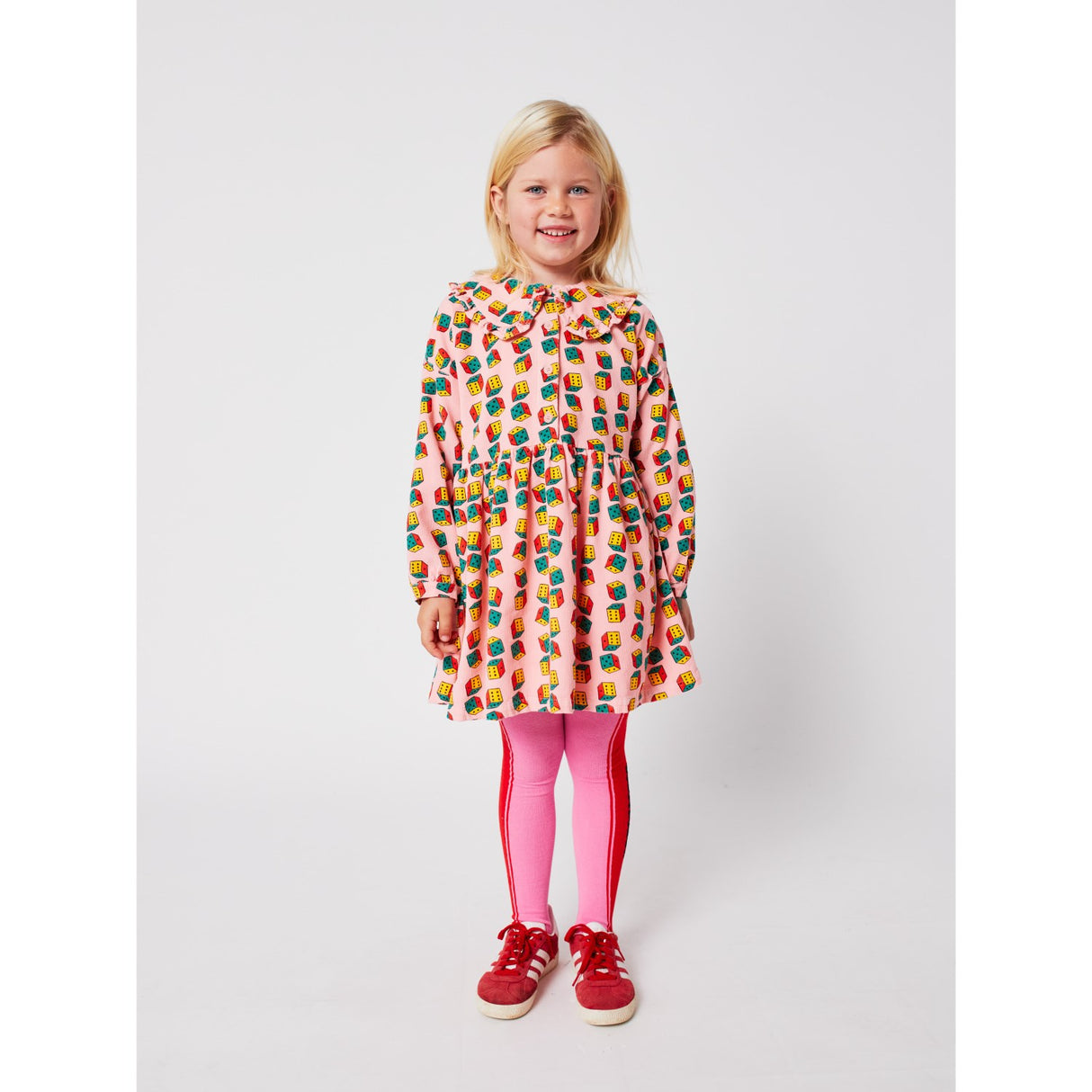 Bobo Choses Pink Dices All Over Micro Corduroy Dress