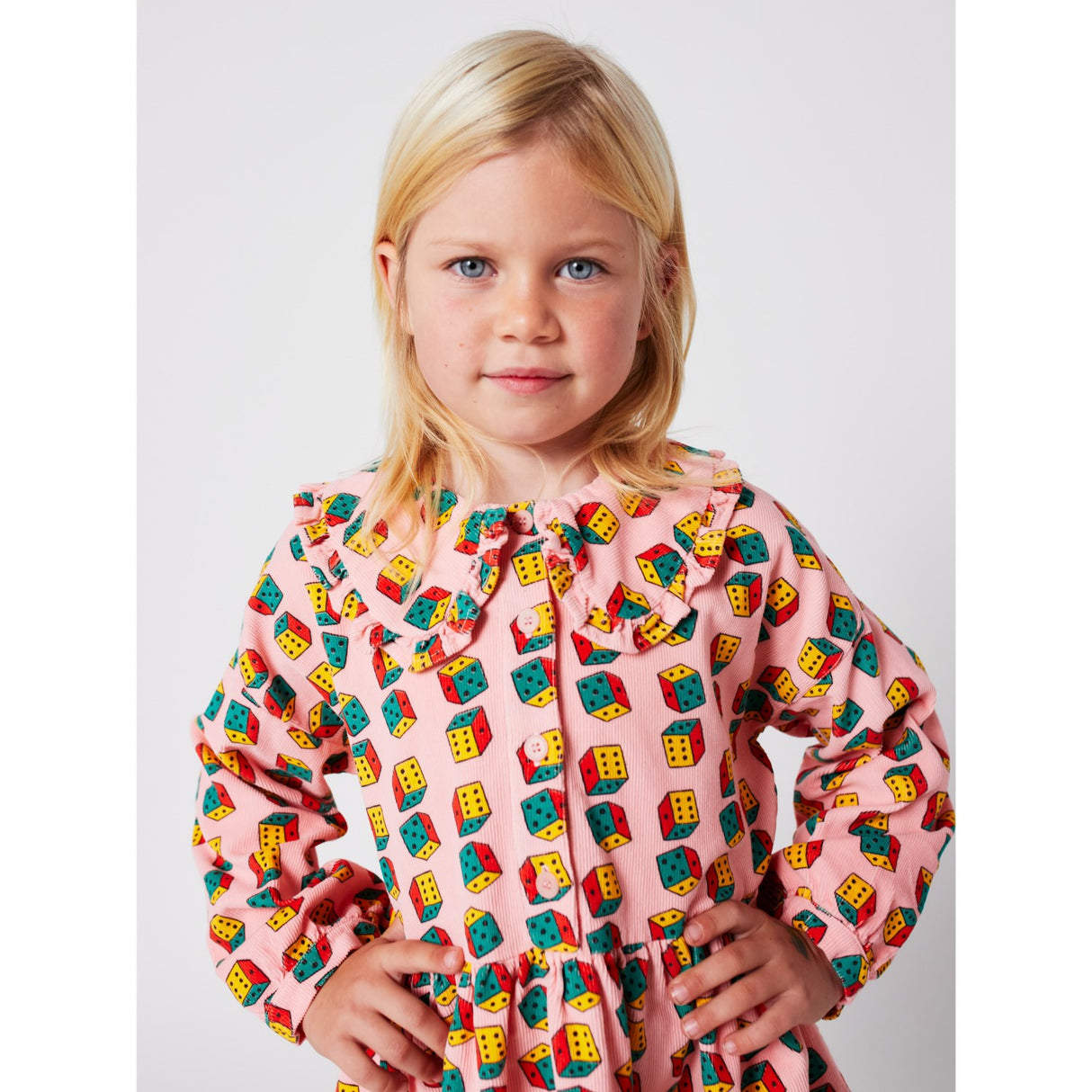 Bobo Choses Pink Dices All Over Micro Corduroy Dress