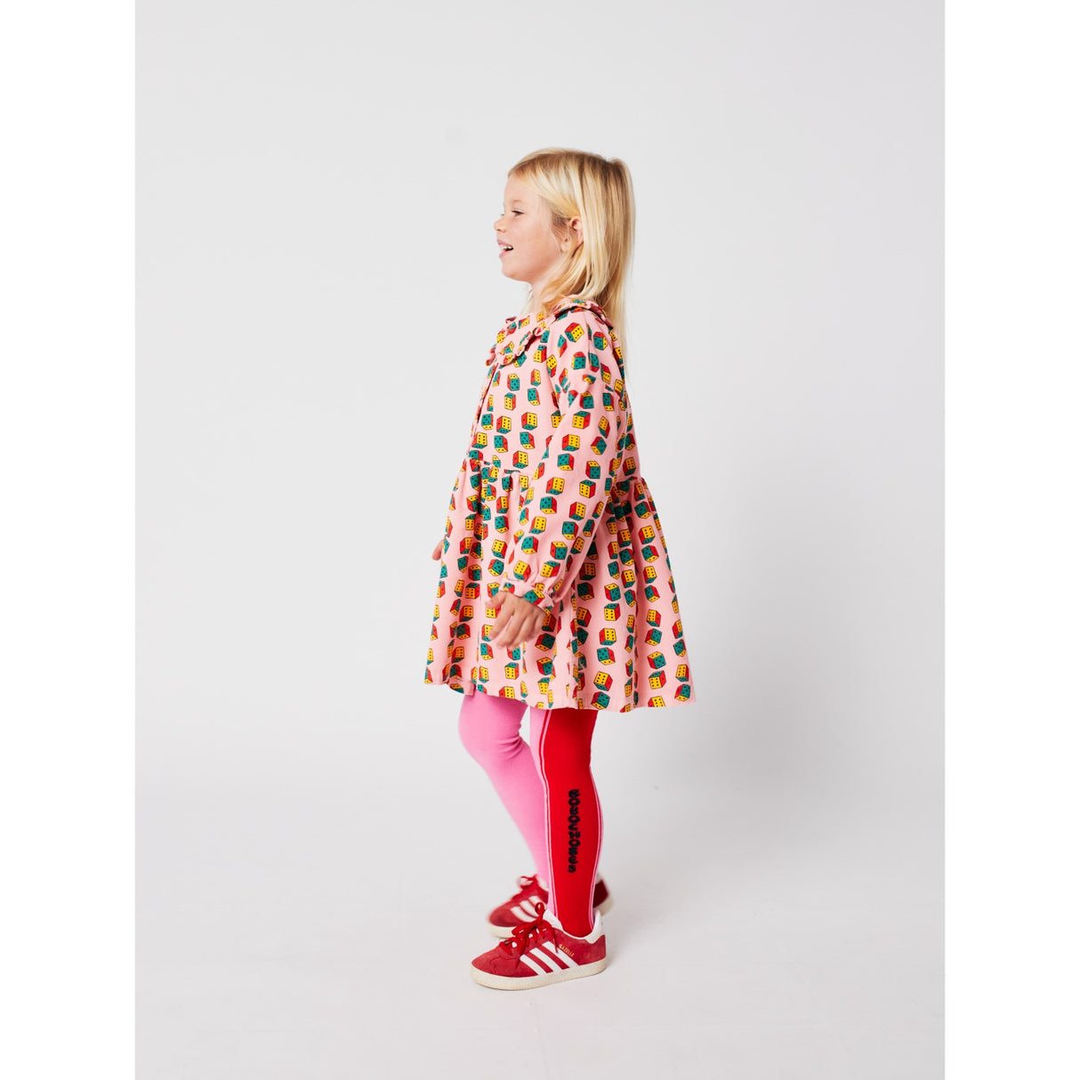 Bobo Choses Pink Dices All Over Micro Corduroy Dress