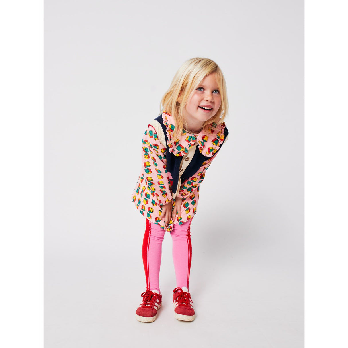 Bobo Choses Pink Dices All Over Micro Corduroy Dress