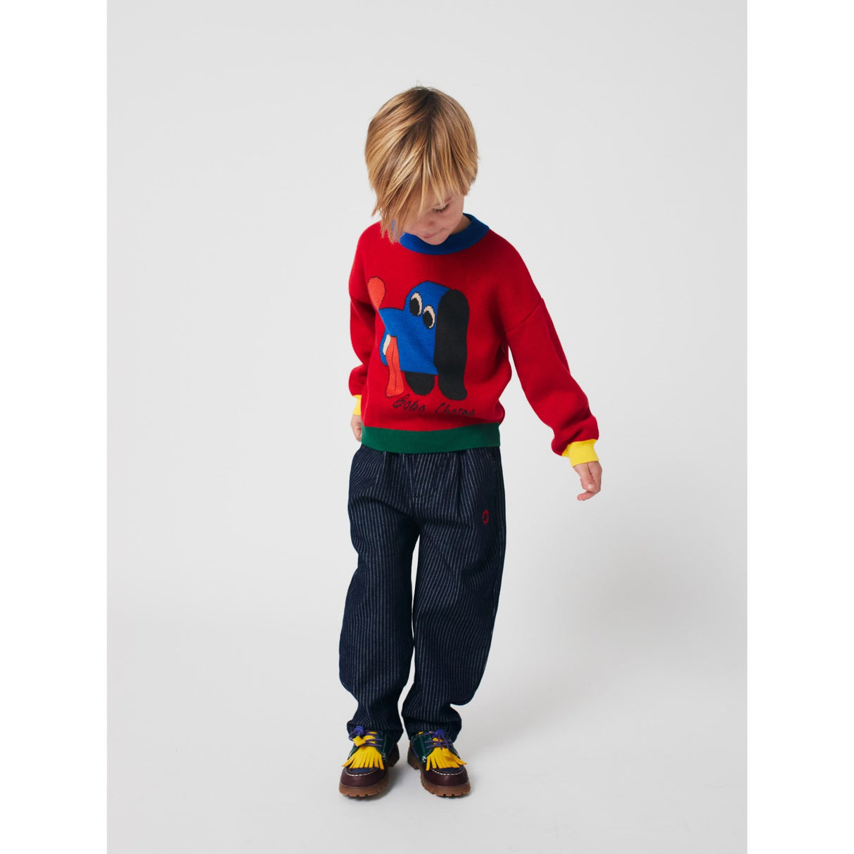 Bobo Choses Red Doggy Mate Jacquard Jumper