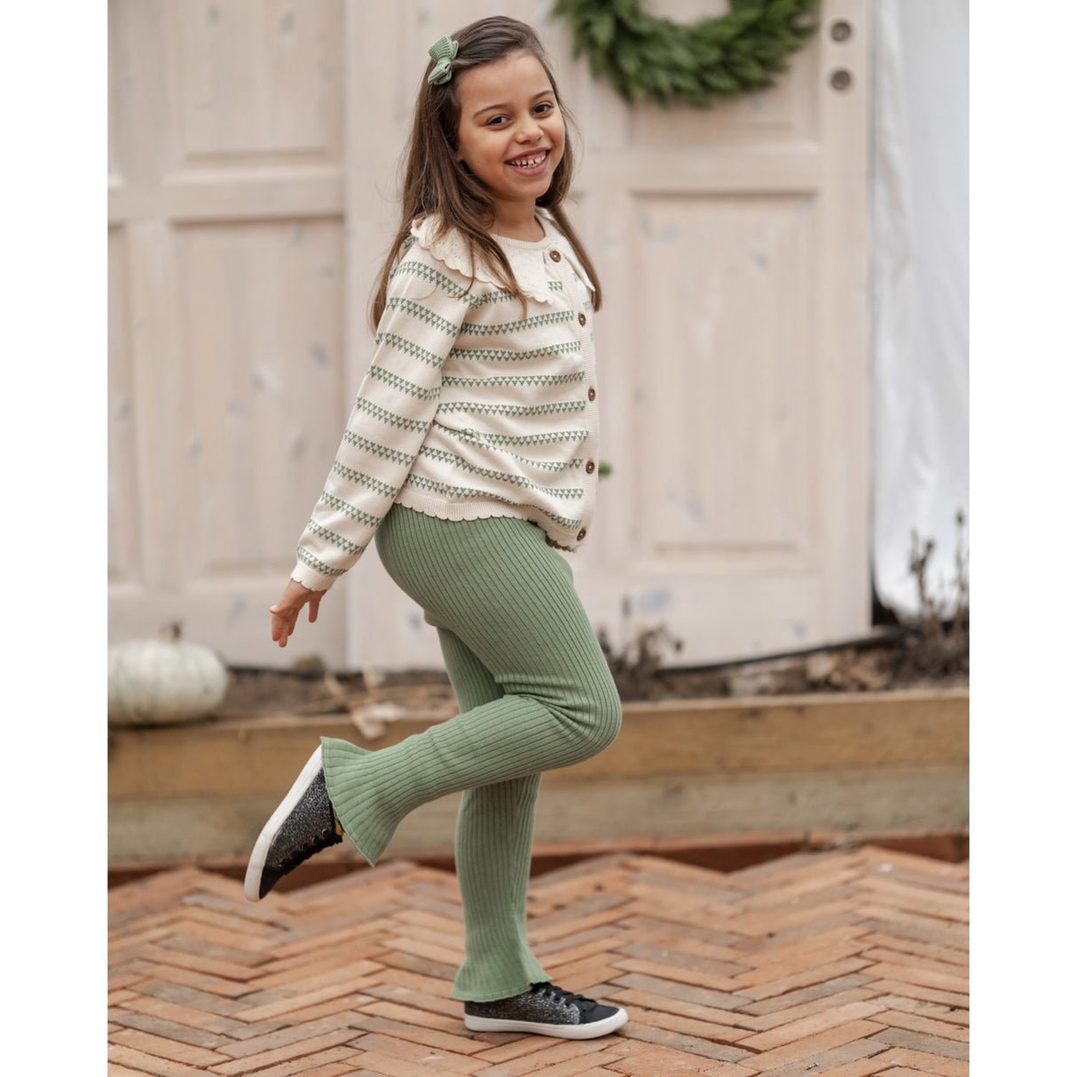 Hanevild Shale Green Heart Cardigan