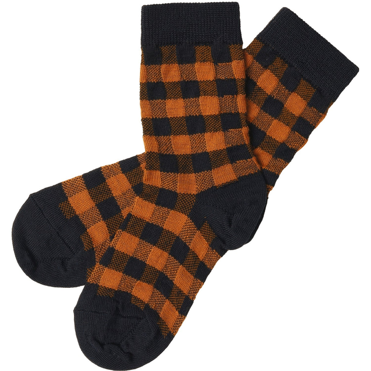 FUB Dark Navy/Burnt Amber 2-Pack Check Socks