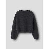 Name It Dark Grey Melange Nkfholly Ls Boxy Short Knit Noos
