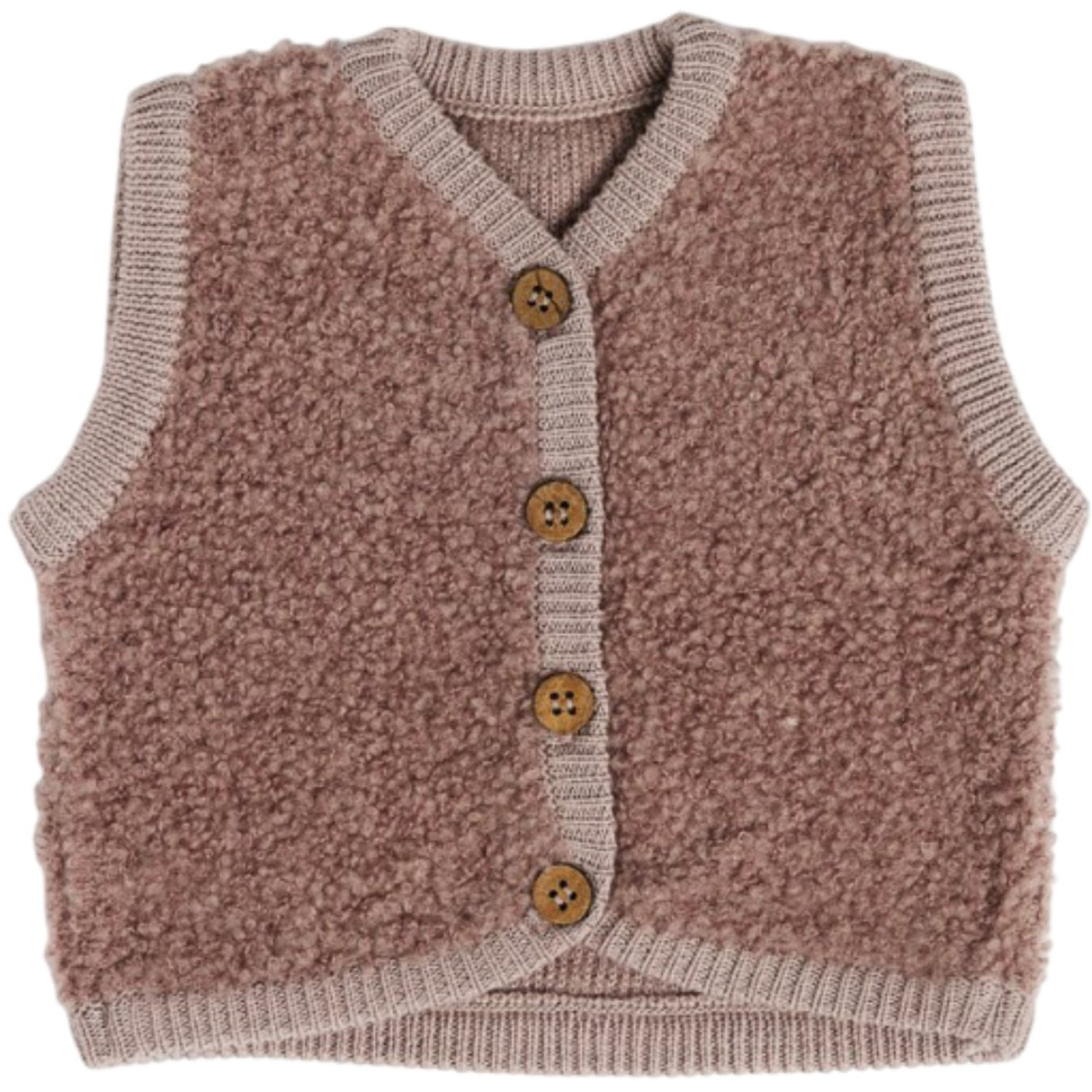 Smallstuff Rose Vest With Buttons Bouclé Merino Wool