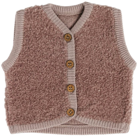 Smallstuff Rose Vest With Buttons Bouclé Merino Wool