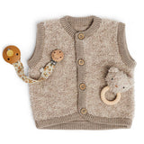 Smallstuff Natur Melange Vest With Buttons Bouclé Merino Wool