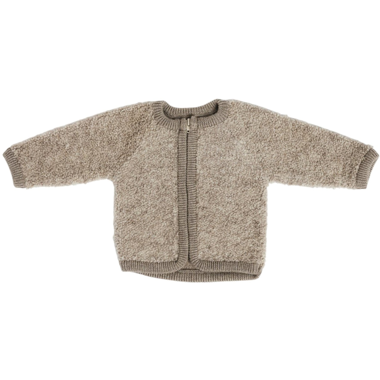 Smallstuff Natur Melange Cardigan With Zipper Bouclé Merino Wool