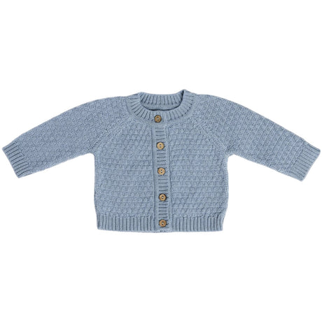 Smallstuff Blue Cardigan Square Knit Merino Wool