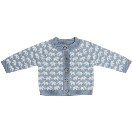 Smallstuff Blue Cardigan Ao Elephants Merino Wool
