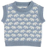 Smallstuff Blue Vest Ao Elephants Merino Wool