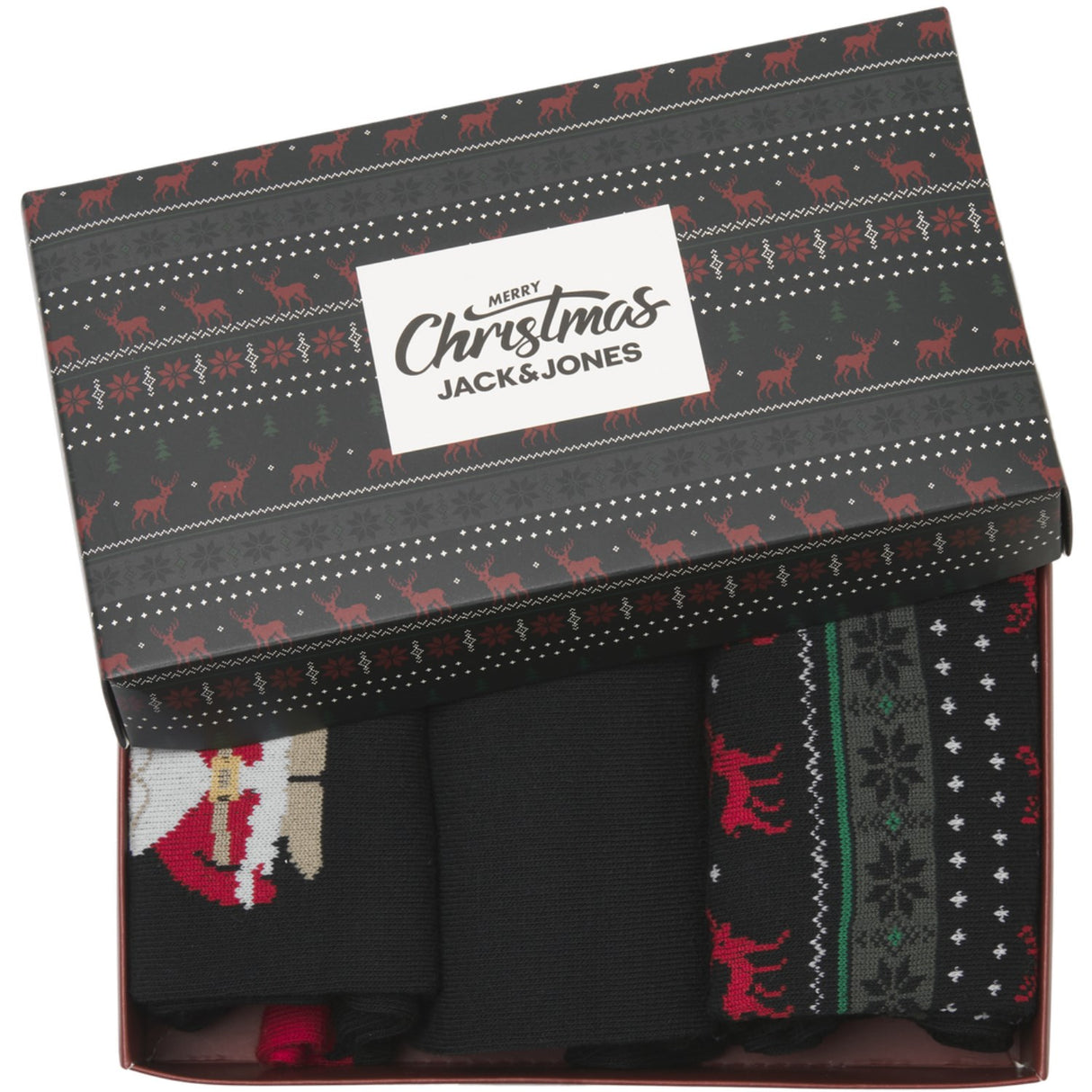 Jack & Jones Junior Black Jacxmas Reindeer Socks Giftbox Jnr
