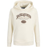 Jack & Jones Junior Antique White Jjari Branding Sweat Hood Jnr