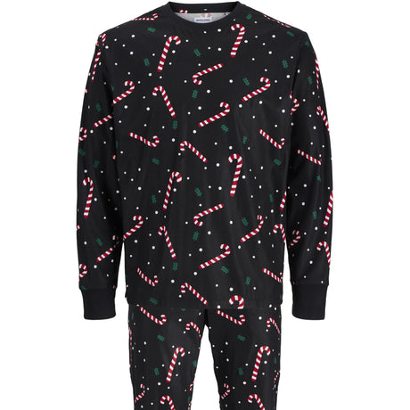 Jack & Jones Junior Black Candy Cane Jactristan Printed Lounge Set W Jnr