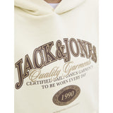 Jack & Jones Junior Antique White Jjari Branding Sweat Hood Jnr