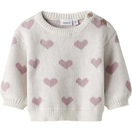 Name It Cloud Dancer Keepsake Lilac Heart Nbfoana Ls Knit