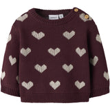 Name It Burgundy Peyote Heart Nbfoana Ls Knit